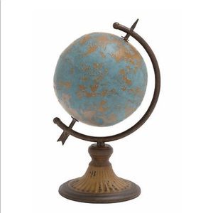 Vintage rustic metal iron globe tilted axis
